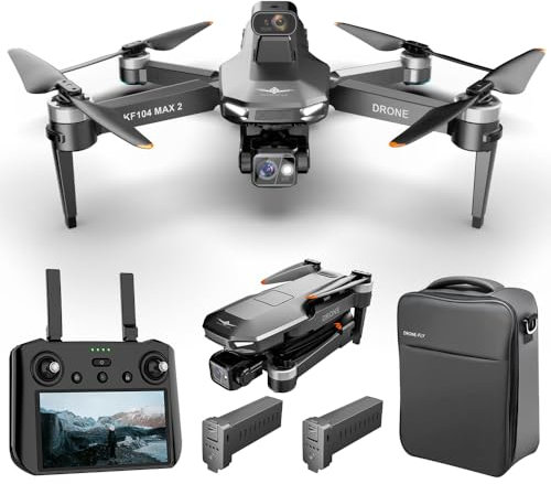 X-Verse KF104 MAX2 Drone with 4K HD EIS Camera, RC Screen, 6KM Remote Control Distance, 3-Axis Gimbal, Avoid Obstacles in 4 Directions, Digital GPS Transmission Drones – 2 Batteries