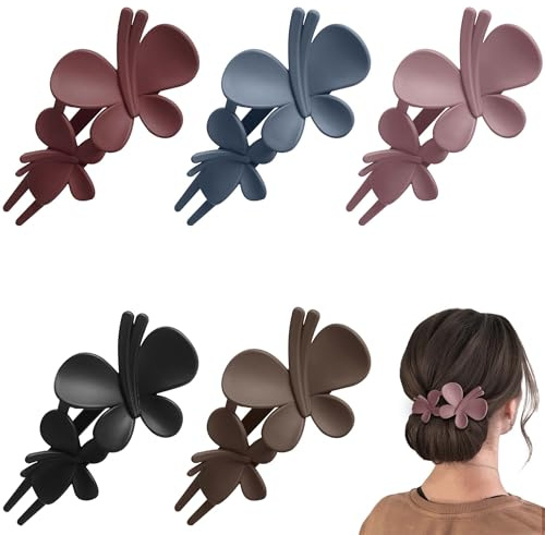 YEYIT Butterfly Hair Clips 5 Pcs Duck Beak Hair Clip Duck Teeth Bows Beak Clips for Hair Beak Barrettes Large Duckbill Hair Clips for Women Lady Alligator Hairpins (Mixed Color)
