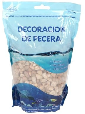SMELL & SMILE Gravier d'aquarium pierre naturelle décorative pour aquariums d'eau douce et marine Substrat naturel pour décoration de fond 1 kg Marron/blanc, 4-6 mm