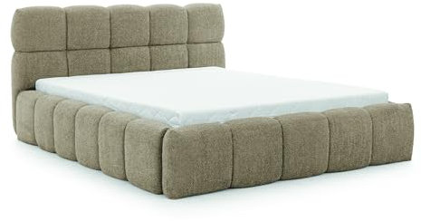 FURNISTAR Polsterbett Sofia 120x200 mit Bettkasten, Doppelbett mit Stauraum und Lattenrost, Boxspringbett-Optik, ohne Matratze, Bett - Taupe