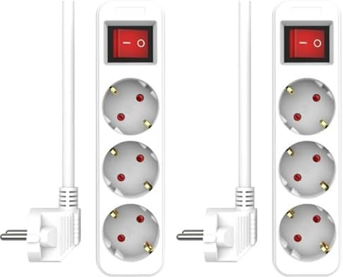 ELRO ES103 3-Fach Steckdosenleiste mit Schalter und 1,5m Kabel – Kindersicherung – Schukostecker – max. 3680 W – TÜV-geprüft - Weiß (Packung mit 2)