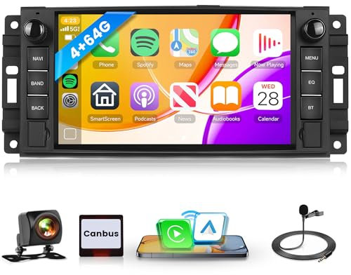 4G+64G Wireless Carplay Android Autoradio für Jeep Wrangler Compass Grand Cherokee/Chrysler 300C/Dodge Ram/Chevrolet 7 Zoll Autoradio mit Android Auto Navi GPS WiFi Bluetooth FM/RDS/EQ Rückfahrkamera
