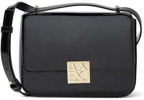 Armani Exchange, Women's Amy, sustainable, gold logo plate, Crossbody bag, Black, One size