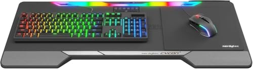 Couchmaster Lapboard³ con HORIZONLIGHT RGB Bar, vassoio ergonomico da gioco per divano, divano e letto, tavolo portatile con hub USB per PC, PS4/5, Xbox One/Series X e laptop