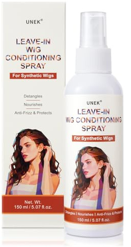 UNEK Spray de soin sans rinçage pour perruques synthétiques - Démêlage instantané et contrôle des frisottis, rafraîchissement rapide à tout moment, entretien facile sans rinçage - 150 ml