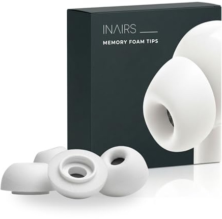 INAIRS Foam Tips – für Apple AirPods Pro (1. & 2. Gen.) – 5 Paar Kopfhörer Aufsätze, Large, Weiß