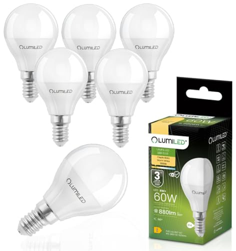 Lumiled LED Leuchtmittel E14 P45 8W ersetzt 60W 880lm 3000K Warmweiß 180° Abstrahlwinkel Gleichmäßiges Wohnlicht Nicht Dimmbar Tropfenform 230V 6er Set