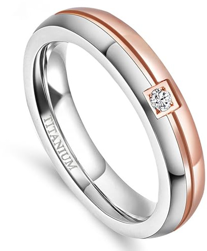 Ayoiow Bague de fiançailles pour homme avec zircones et titane - Taille 57 - 67