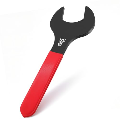 TIBOO DAY Single Open End Wrench 32mm Metric Open-Ended Wrenches Thin Carbon Steel U-Shaped Spanner Blackening Wrench & Red Handle for Automotive Repair
