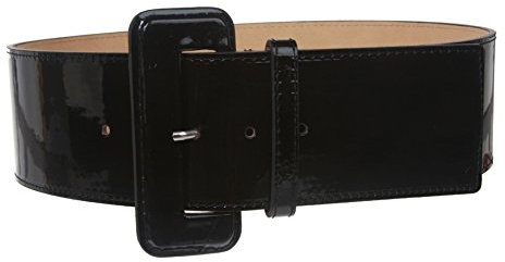 Cintura in pelle tinta unita a vita alta Nero XS-71 cm