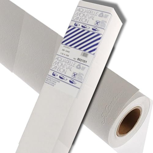Canson Montval 200802101 Rouleau Papier Aquarelle 300g/m² Grain fin 1,52 x 10m Blanc Naturel