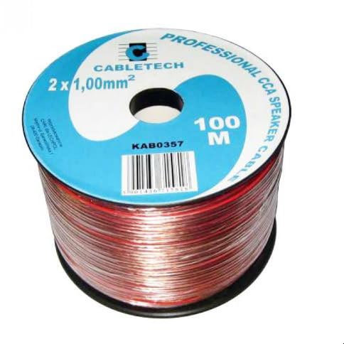 CABLETECH 2 x 1.00 mm Loudspeaker Cable CCA 100 m Reel