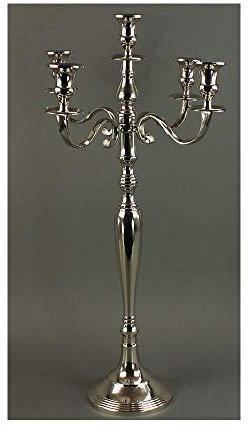 DAFLOXX 78cm KERZENLEUCHTER IN Silber 5-FLAMMIG HOCHWERTIG VERNICKELT