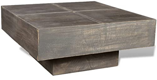 vidaXL Beistelltisch Kaffeetisch Antik Mangoholz schwarz quadratisch