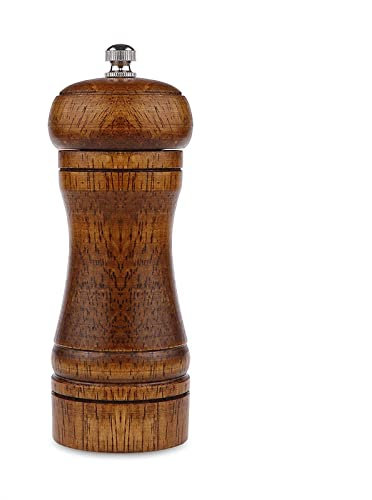 Powstro 5 Inch Pepper Mill Oak Wood Salt and Pepper Grinder Ceramic Adjustable Coarseness Grinder
