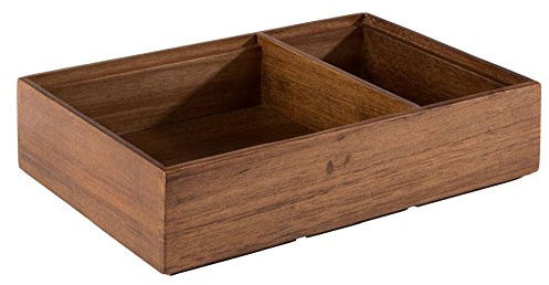 APS 11651 Holzbox WOODY, 22,5 x 15 cm, Höhe 5,5 cm, 2 Fächer, Akazienholz