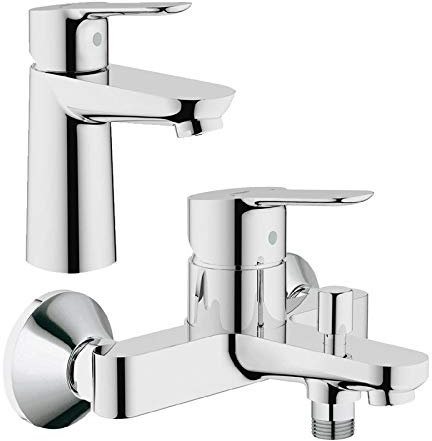 Grohe 23330 BauEdge Single Lever Mono Basin Mixer Tap & 23334 Bath Shower Mixer