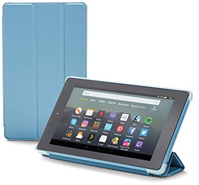 Nupro Custodia pieghevole con supporto integrato per tablet Fire 7, colore: blu-grigio
