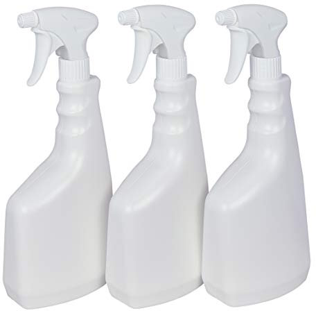 Super Net Cali Botella pulverizador vaporizador de plástico. 750 ml. Spray rellenable para jardín, Limpieza, Industria, hogar y Profesional. Resistente Productos químicos. (3 Unidades, Blanco)