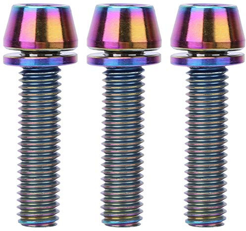 Fahrrad Vorbau Schrauben M6,Vorbau Schrauben,Vorbau-Stellschraube,3-Teilige Titanlegierung,Langlebiger Fahrradlenker Vorbauschrauben Fahrrad-Scheibenbremsklemme Stellschraube Zubehör(M5*20Mm-Bunt)
