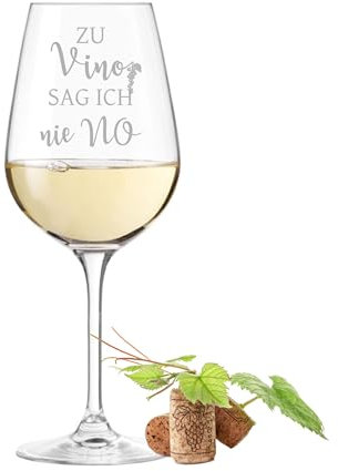 Leonardo TIVOLI Weinglas mit Gravur - Vino nie No - witzige Spruch Geschenke für Frauen & Männer zu Geburtstag, Weihnachten, beste Freunde & Freundin Geburtstagsgeschenke