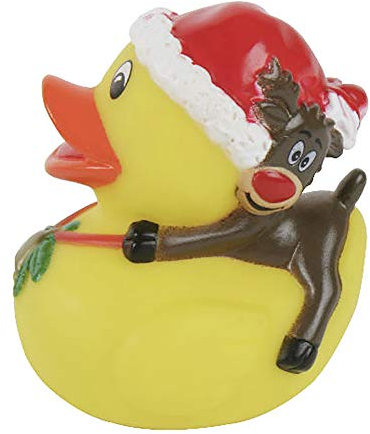 MIK funshopping Canard de bain - Jouet couineur pour baignoire (canard bonnet de Noël avec renne)