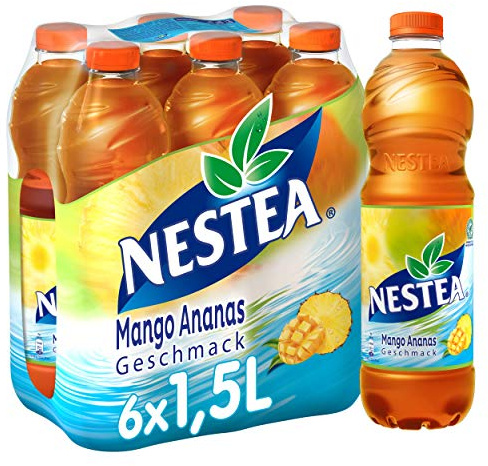 NESTEA mango ananas, rinfrescante con gusto pieno, tè di alta qualità e aromi naturali (usa e getta, 6 x 1,5 l)