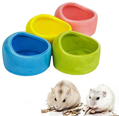 2pcs Hamster Bowl Dish, Ceramic Hamster Feeding Bowls, Small Animal Food Bowl Water Feeder for Rat Hedgehog Sugar Glider