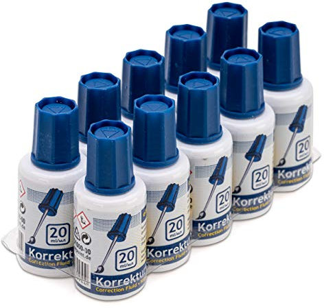 Office Point germany Korrekturfluid weiß 20ml Set | 10 Stück | Korrekturmittel mit Auftragspinsel für präzise Korrekturen | schnell trocknende Korrekturflüssigkeit (10)