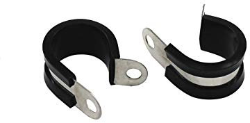 304 Edelstahl R-Type Kabel Gummi gepolsterte isolierte Klemme Schlauchschelle Rohrschelle Drahtschnur Leitungsclip Durchmesser 10 mm 20 Stück