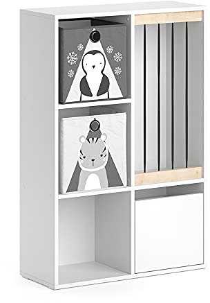 Vicco Kinderregal Luigi, Spielzeugregal für Faltboxen, Weiß, 72 x 107.8 cm mit 2 Faltboxen Opt.5