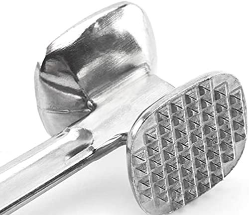 Meat Tenderizer Spiked and Flat Hammer Sturdy Stainless Steel Pounder Mallet Perfect Kitchen Tool and Flattener for Steak Chicken Poultry Beef Durable Tool (Aluminum)