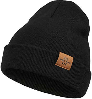Mütze Kinder Jungen, Warme Weiche Wintermützen für Mädchen Kleinkind Baby, Doppellagige Strickmütze Kinder (Schwarz)