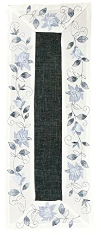 Tischläufer Tischdecke Mitteldecke Tischband gestickt Rosen Rot Weiss Silber Grau (22 x 55, Silber/Grau/Weiss)