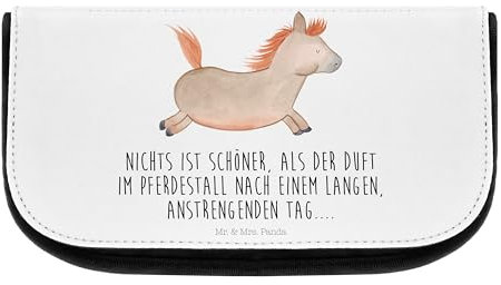 Mr. & Mrs. Panda Kosmetiktasche Pferd Springen - Geschenk, Landwirt, Bauernhof, Kosmetik Tasche, Pony, Beauty Bag, Hoftiere, Schminktasche Klein,