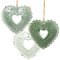 Logbuch-Verlag 3 Herzen mit Schnur zum Aufhängen grün hellgrün weiß 9,5 cm kleines Geschenk Frühling Ostern Hochzeit Deko
