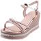 Women's Glitter Rhinestone Open Toe Platform Wedges Sandals Ankle Strap Shinny Crystal Wedding Dress Shoes,Wedge Heel Platform Sandals for Women 4.5 03_Rose Gold