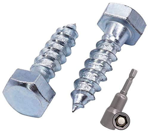 SKIR'CO (30 Stück) DIN 571 verzinkter Stahl Sechskant-Holzschrauben M8 x 30 mm, Schrauben, Sechskantschraube, Schlüsselschrauben (mit magnetischem Sechskant-Bit)