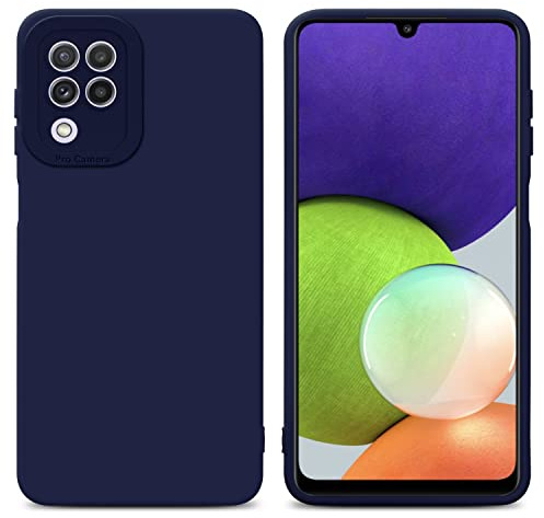 Cadorabo Hülle kompatibel mit Samsung Galaxy A22 4G Schutzhülle TPU Silikon Case Liquid Design mit Kameraschutz Slim Kratzfest Weiche Gummi mit Rundumschutz Case Hülle für Galaxy A22 4G in Blau