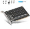 PCIE Expansion Card, M.2 NVME SSD to PCI-E 4.0 X16 Adapter, 4 Port NVMe to PCI-E Host Controller Expansion Card, 4x32Gbps Soft Raid Card with Individual LED Indicator, M Key Hard Drive Reader