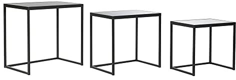 DKD Home Decor Juego de 3 Mesitas Negro 58 x 36,5 x 53,5 cm