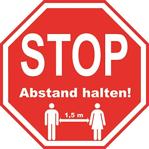 U24 Aufkleber Stopschild Abstand halten Personen 30 x 30 cm Autoaufkleber Sticker