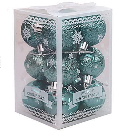 GLITZFAS Weihnachtskugeln Kunststoff Set, 12 Stück 4CM Christbaumkugeln Deko Weihnachten, Weihnachtsbaumschmuck mit Aufhänger Bruchsicher (Olivgrün)