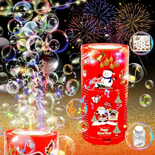 Firework Bubble Machine with Colorful Led Lights, Automatic Sparklers Bubbles, Christmas Bubble Blower for Kids, Outdoor Activities Toy for Party Wedding Christmas New Year, 13 Holes