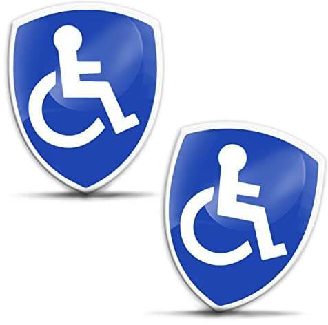 SkinoEu 2 x 3D Gel Adesivi Silicone Contrassegno Disabile Internazionale Handicap Sedia A Rotelle Disabili Simbolo Auto Moto Bicicletta Finestra Telefono Laptop PC Tablet Porta KS 120