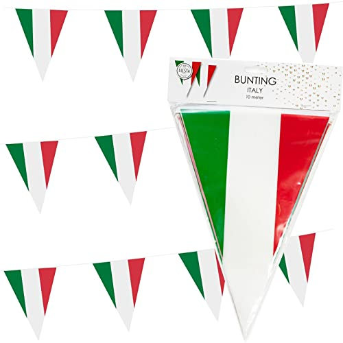 Deko * Italien * für Party und Länderparty | Italienische Dekoration Deutsche Partydeko Rot Weiß Grün Italy Flagge, Edition: Wimpelgirlande, 10m