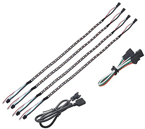 LED RGB PC Lichtstreifen 4PCs 19 Zoll einzeln adressierbarer LED-Streifen für 5V 3 Pin RGB LED Stiftleisten für Asus Aura Asrock RGB-LED Gigabyte RGB Fusion