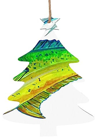 Grüner Fisch Weihnachten Holz Ornament Anhänger, Urlaub Kreative Geschenke Baumschmuck Weihnachten