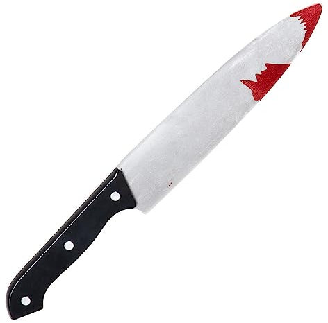 Halloween Plastic Prop Weapons Cosplay Fancy Dress Accessories Fake Bloody Weapon Axe Slasher Knife Machete Halloween Toys (Horror Knife (30 cm))