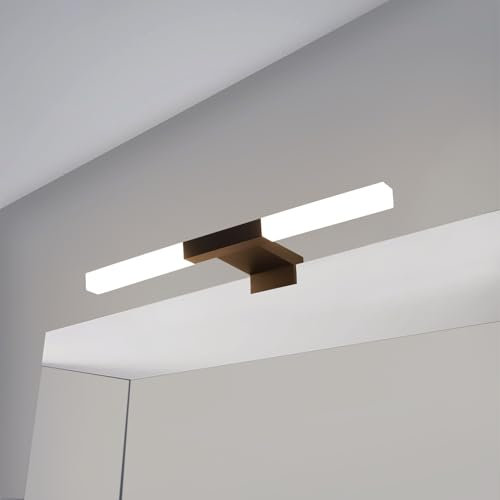 DEELUX LED Spiegelleuchte 28cm 5W 500LM,Badezimmer Spiegellampe Neutralweiß 4000K,Spiegelleuchte Bad IP44 Wasserdicht Wandleuchte Spiegellampe,3in1 Montage Schrankleuchte 230V